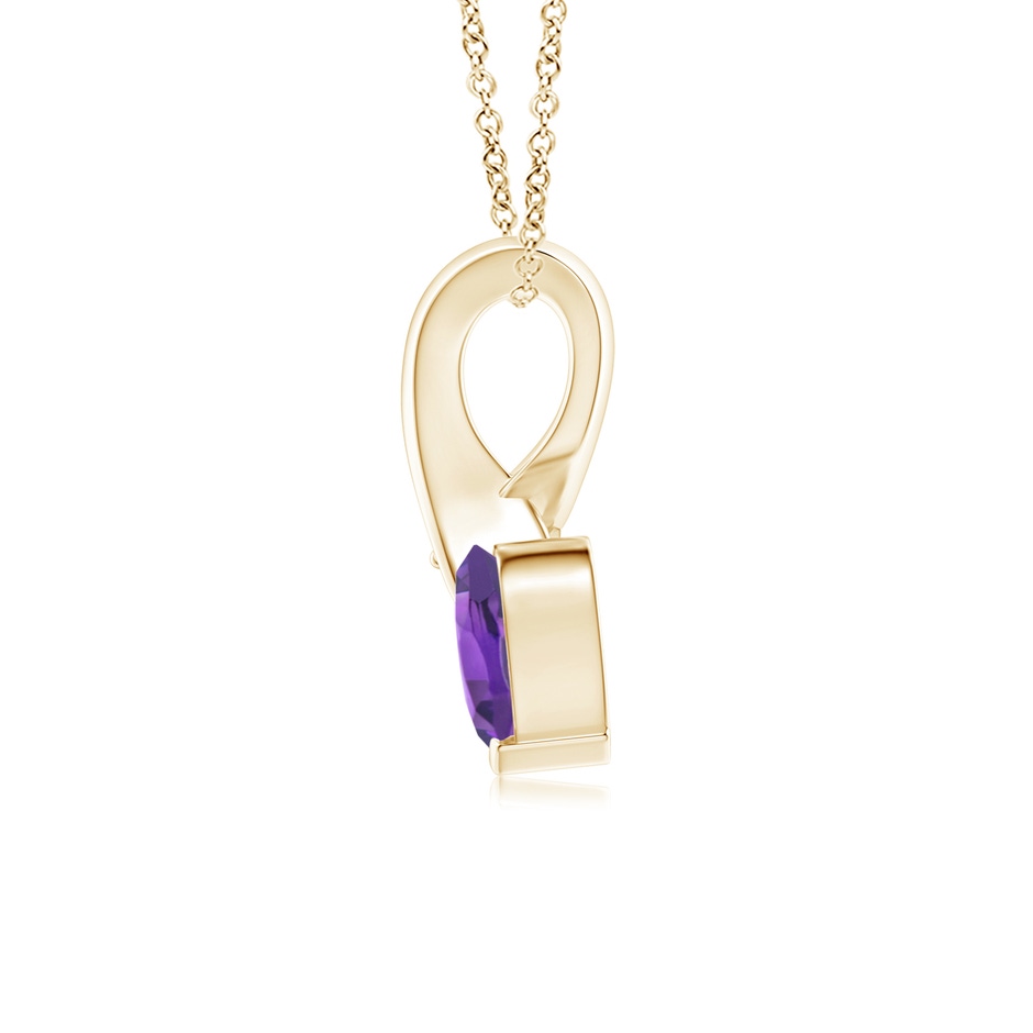 5mm AAA Heart-Shaped Amethyst Ribbon Pendant with Diamond in 18K Yellow Gold side 199