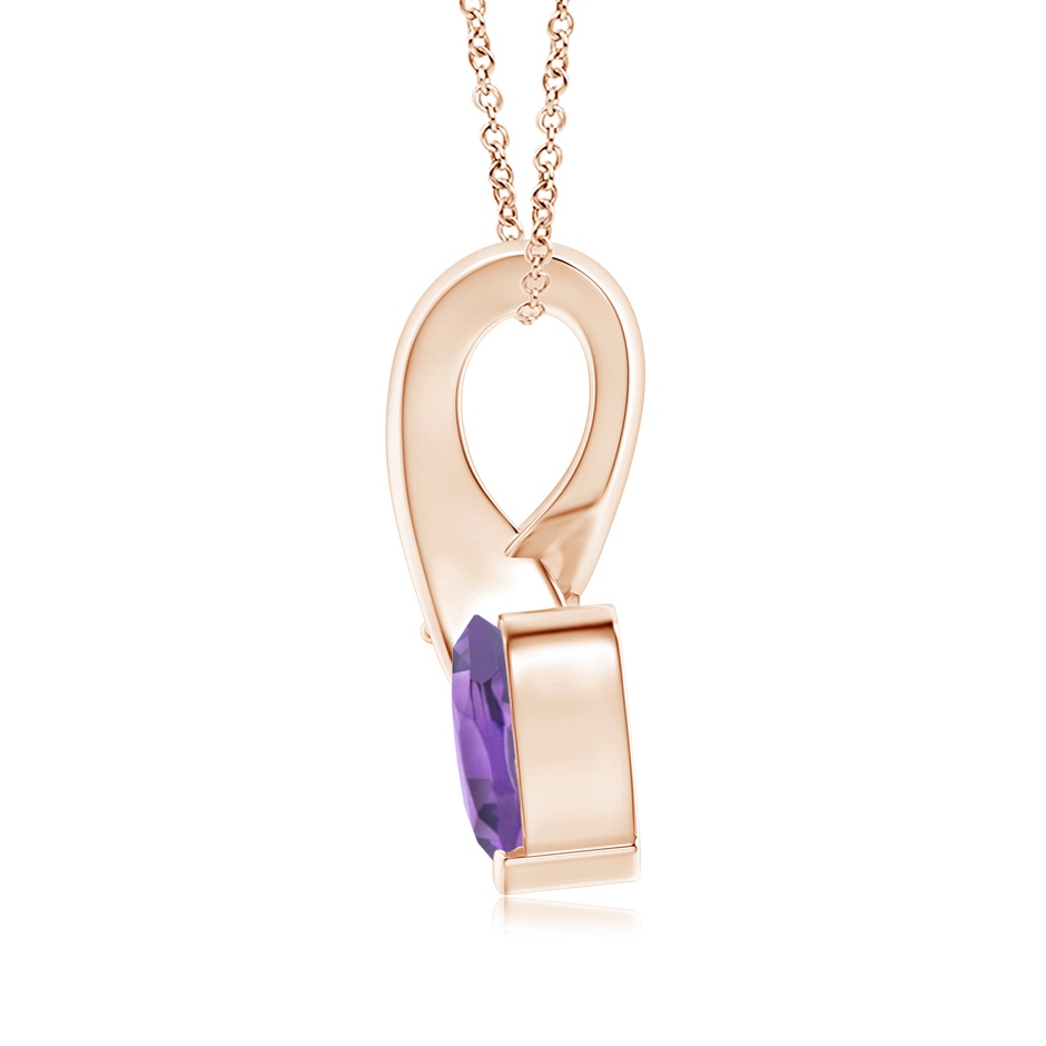 6mm A Heart-Shaped Amethyst Ribbon Pendant with Diamond in 18K Rose Gold side 199