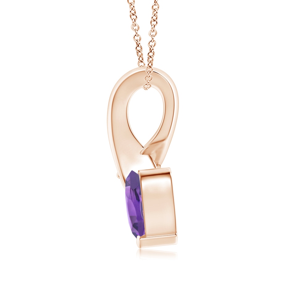 6mm AA Heart-Shaped Amethyst Ribbon Pendant with Diamond in Rose Gold side 199