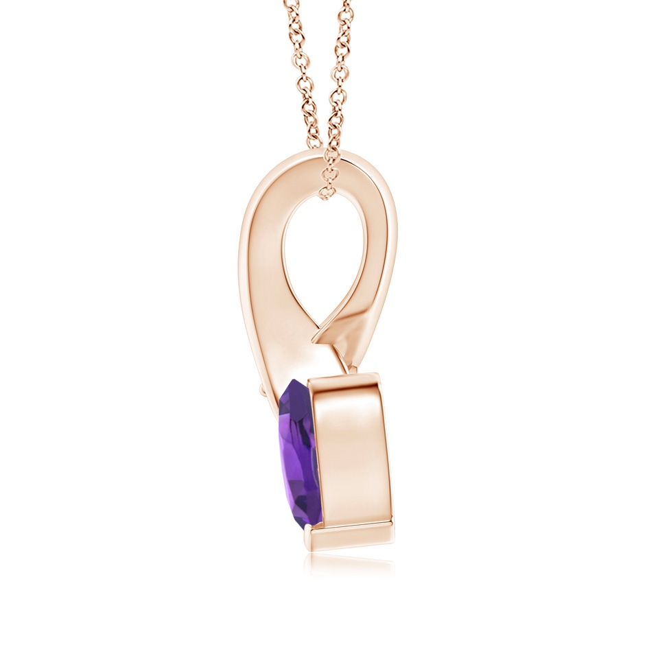 6mm AAAA Heart-Shaped Amethyst Ribbon Pendant with Diamond in Rose Gold side 199