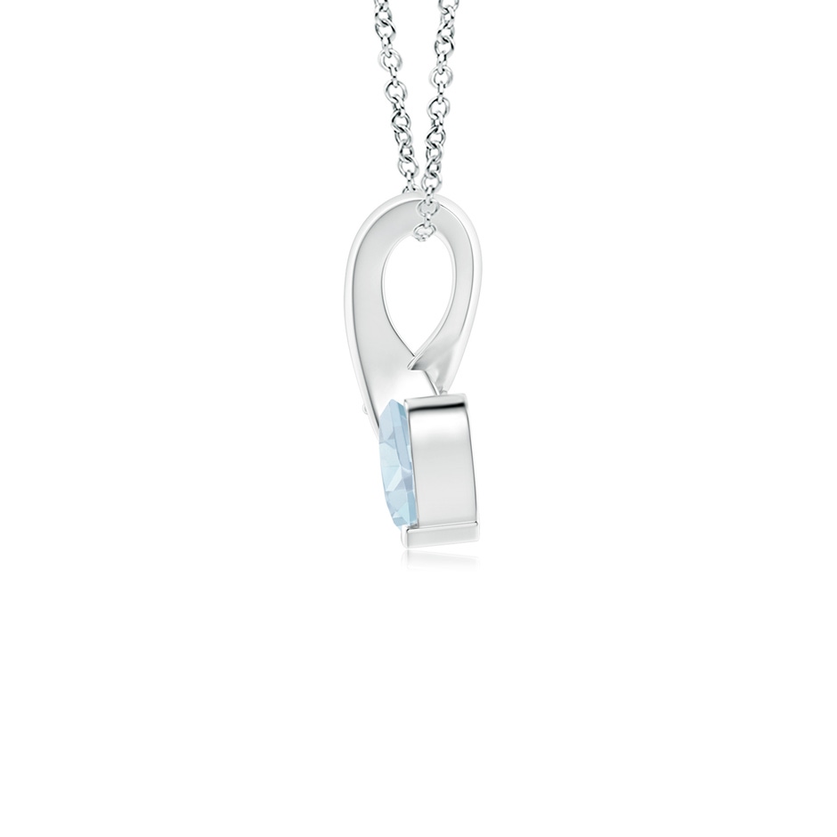 4mm A Heart-Shaped Aquamarine Ribbon Pendant with Diamond in White Gold side 199