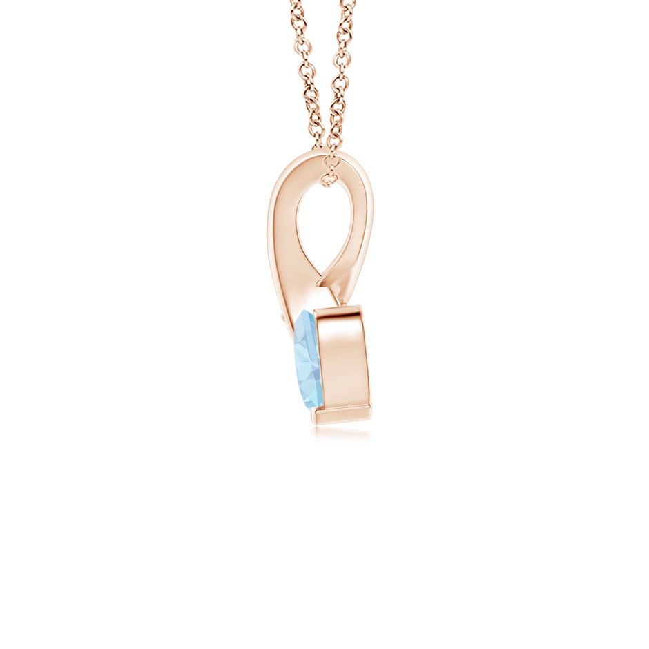 4mm AA Heart-Shaped Aquamarine Ribbon Pendant with Diamond in 9K Rose Gold side 199