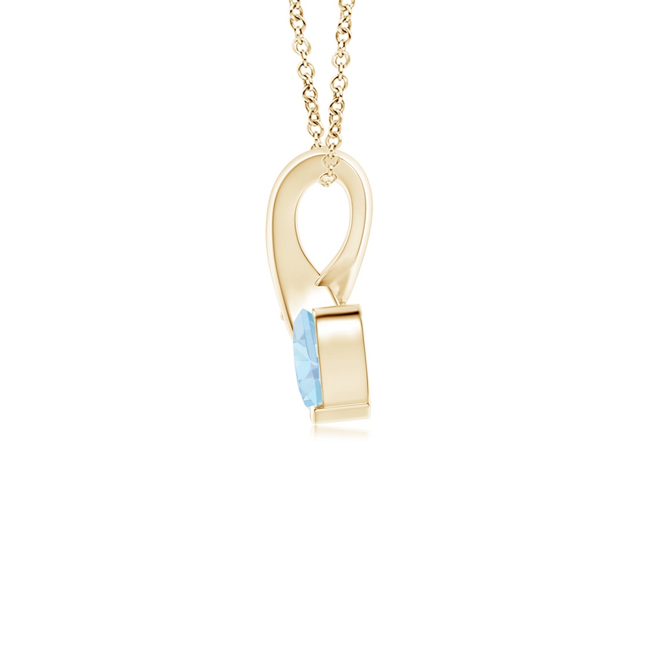 4mm AA Heart-Shaped Aquamarine Ribbon Pendant with Diamond in 9K Yellow Gold side 199