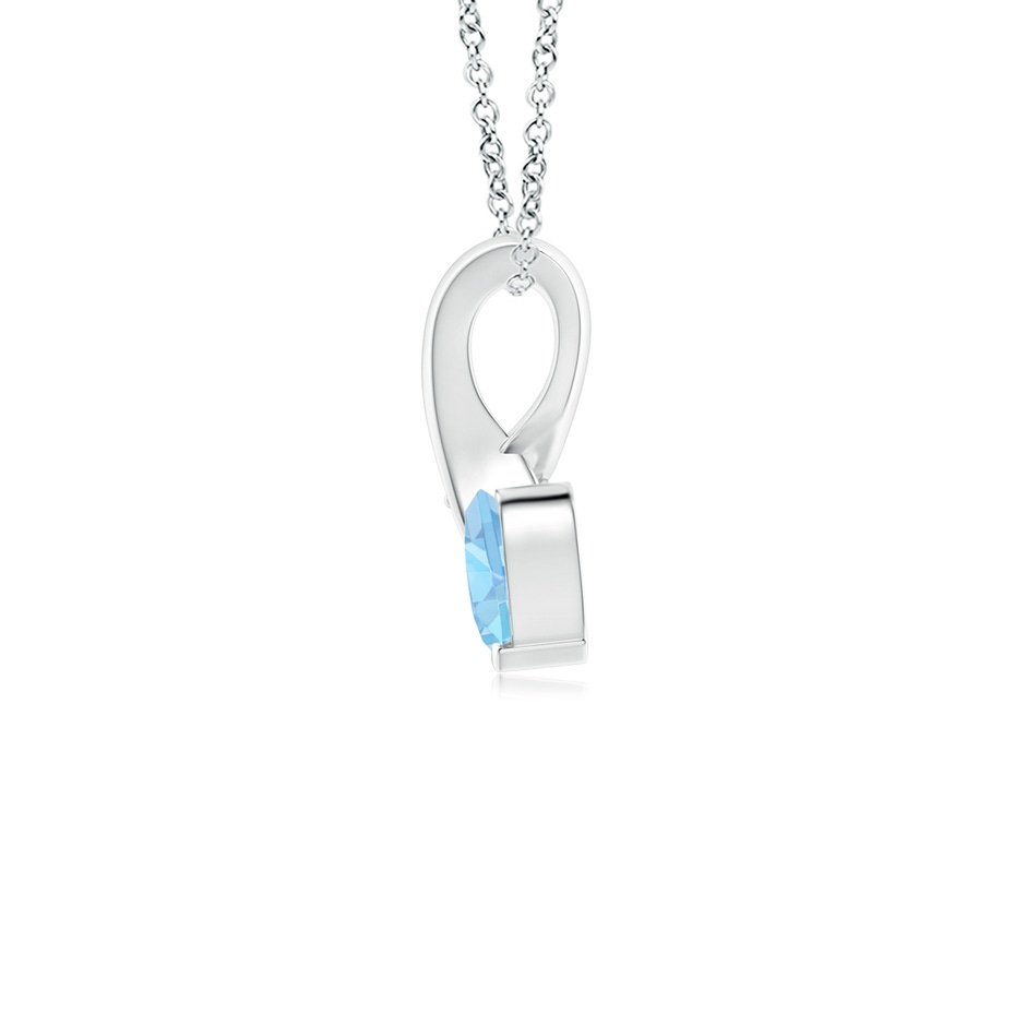4mm AAA Heart-Shaped Aquamarine Ribbon Pendant with Diamond in 9K White Gold side 199