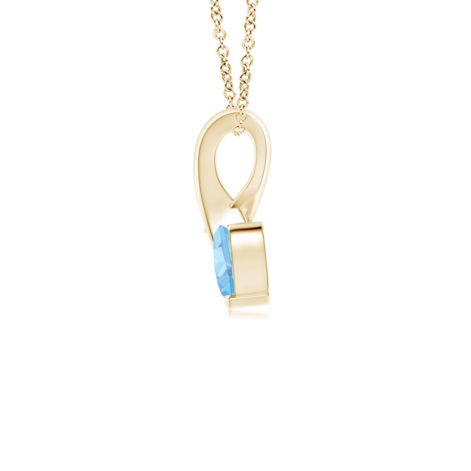 4mm AAAA Heart-Shaped Aquamarine Ribbon Pendant with Diamond in Yellow Gold side 199