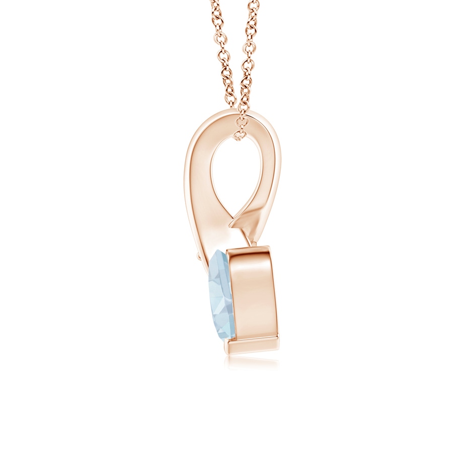 5mm A Heart-Shaped Aquamarine Ribbon Pendant with Diamond in 18K Rose Gold side 199