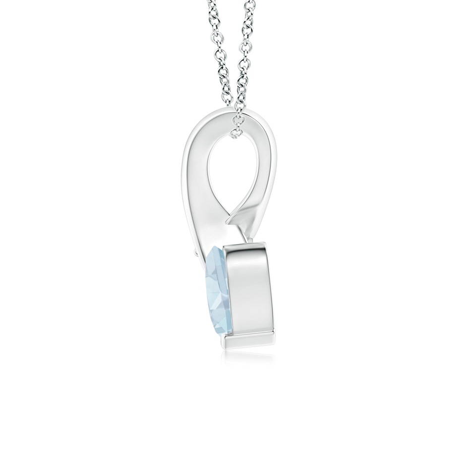 5mm A Heart-Shaped Aquamarine Ribbon Pendant with Diamond in 18K White Gold side 199