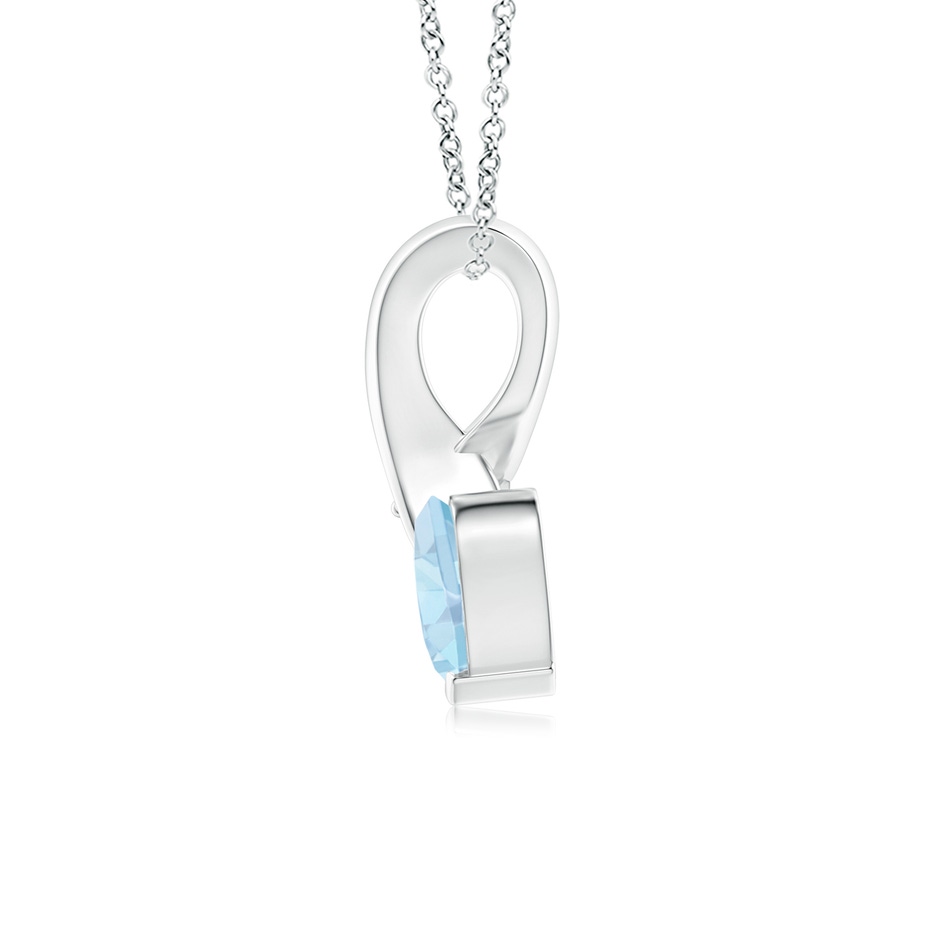 5mm AA Heart-Shaped Aquamarine Ribbon Pendant with Diamond in White Gold side 199