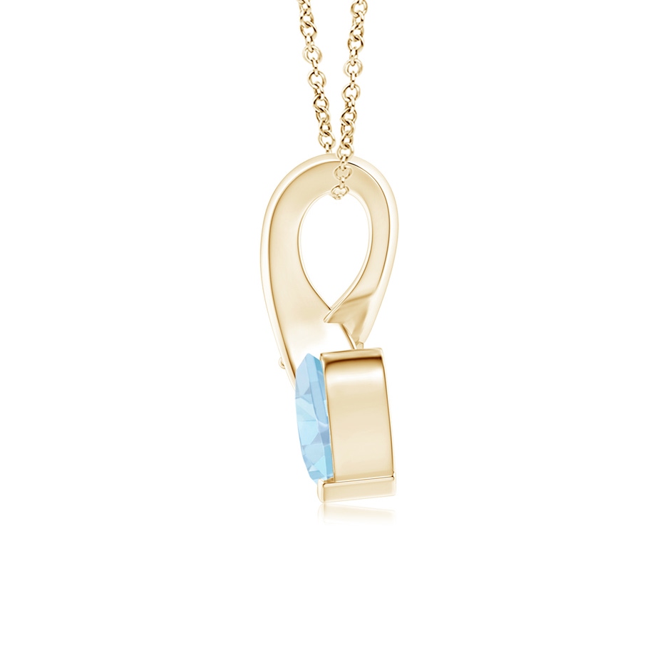 5mm AA Heart-Shaped Aquamarine Ribbon Pendant with Diamond in Yellow Gold side 199
