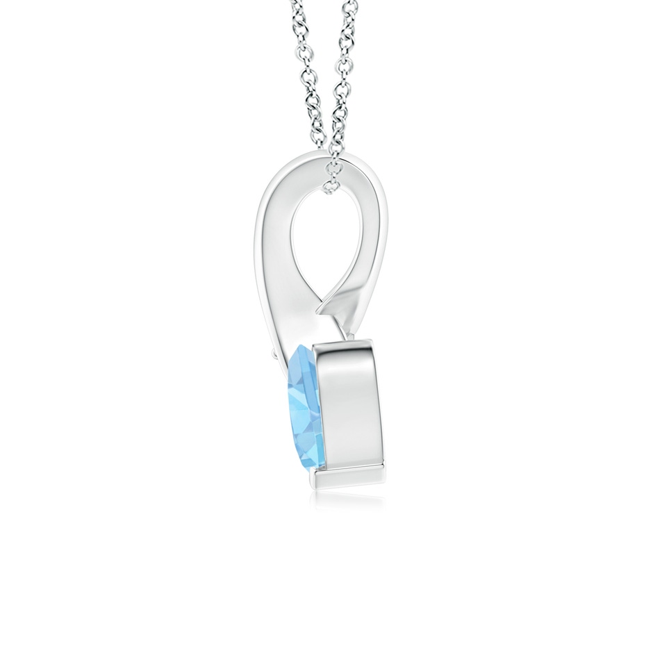 5mm AAA Heart-Shaped Aquamarine Ribbon Pendant with Diamond in 18K White Gold side 199