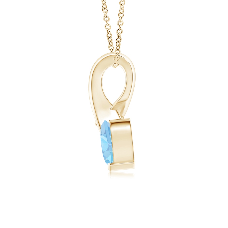 5mm AAA Heart-Shaped Aquamarine Ribbon Pendant with Diamond in Yellow Gold side 199