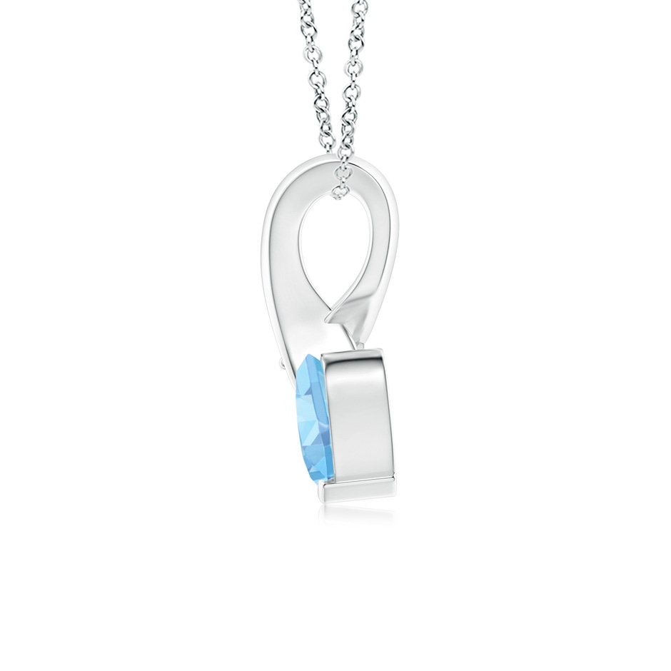 5mm AAAA Heart-Shaped Aquamarine Ribbon Pendant with Diamond in 9K White Gold side 199