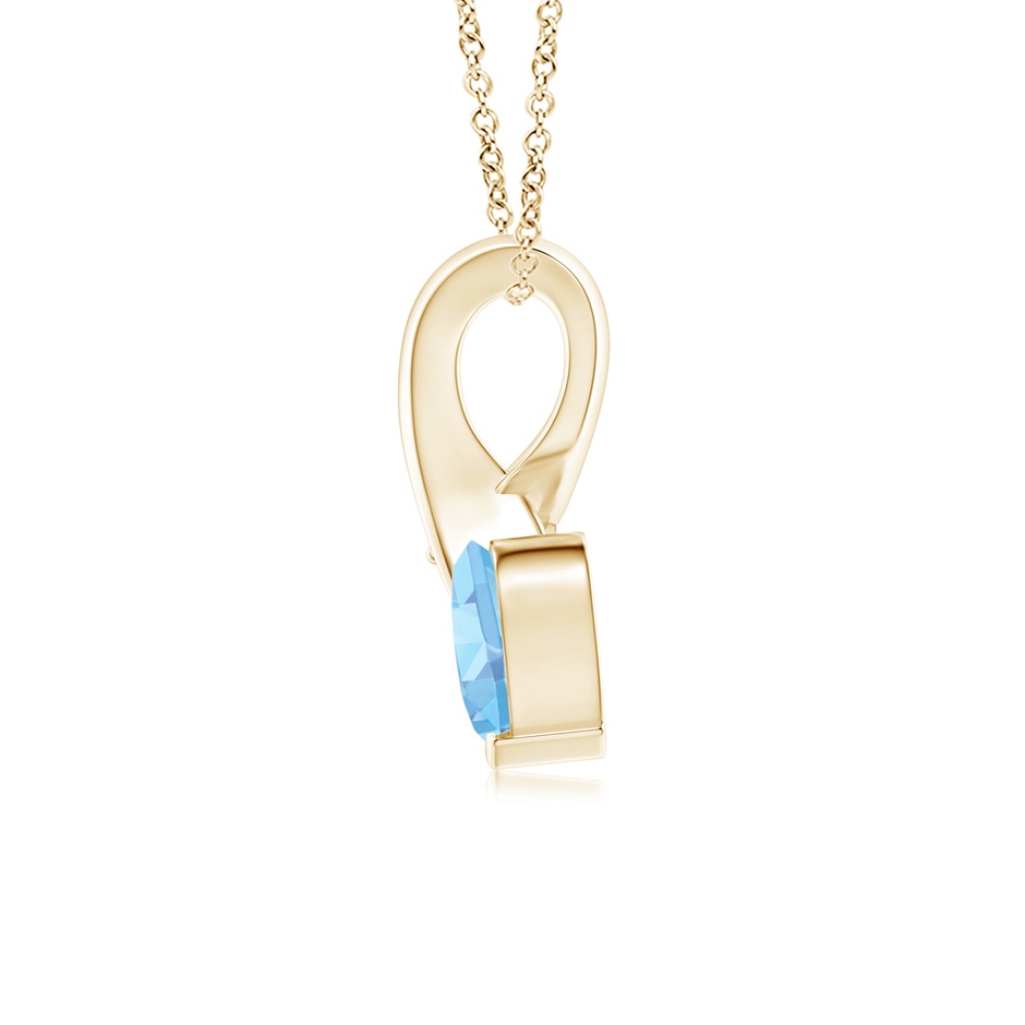 5mm AAAA Heart-Shaped Aquamarine Ribbon Pendant with Diamond in Yellow Gold side 199