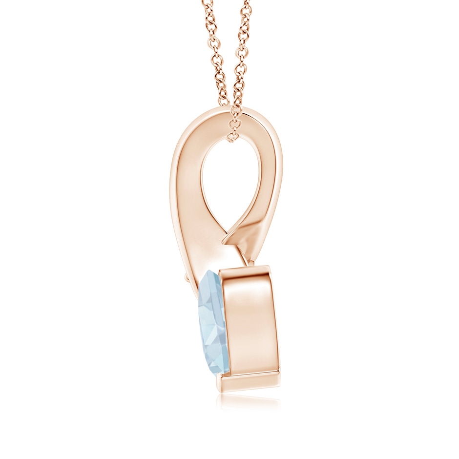 6mm A Heart-Shaped Aquamarine Ribbon Pendant with Diamond in 18K Rose Gold side 199