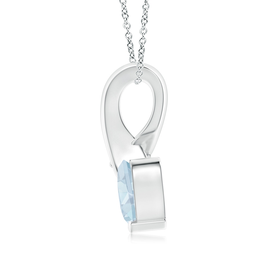 6mm A Heart-Shaped Aquamarine Ribbon Pendant with Diamond in White Gold side 199