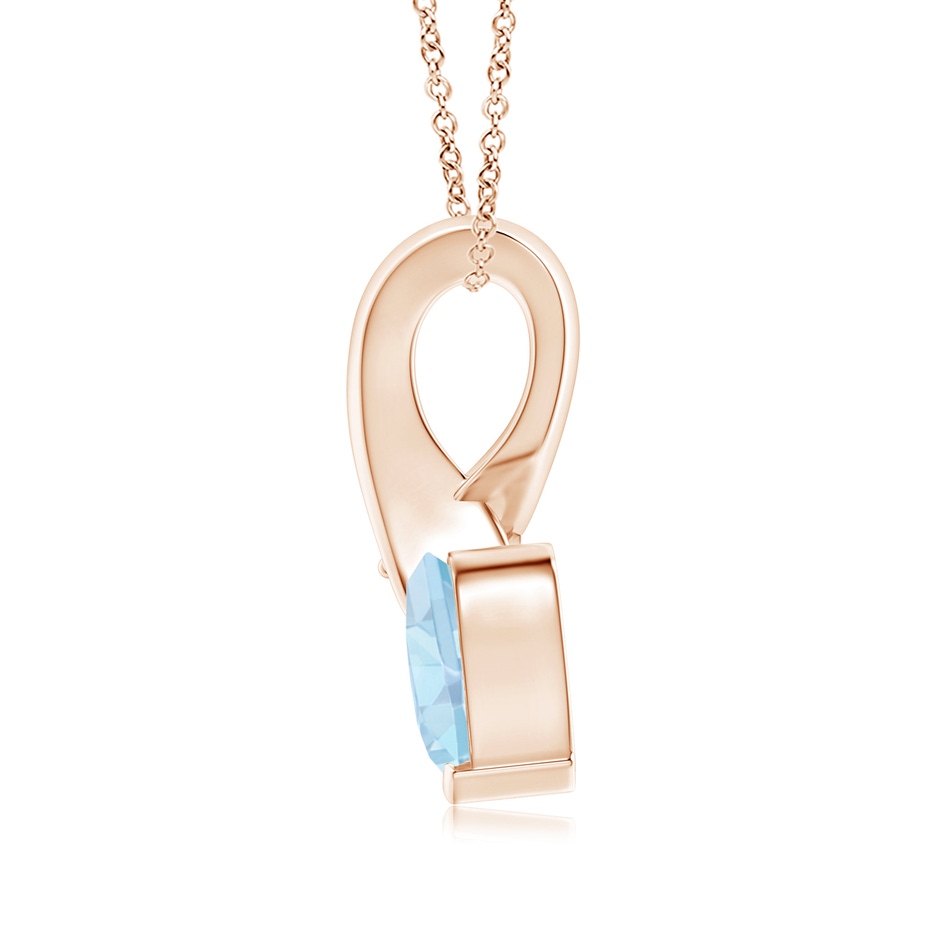 6mm AA Heart-Shaped Aquamarine Ribbon Pendant with Diamond in 18K Rose Gold side 199