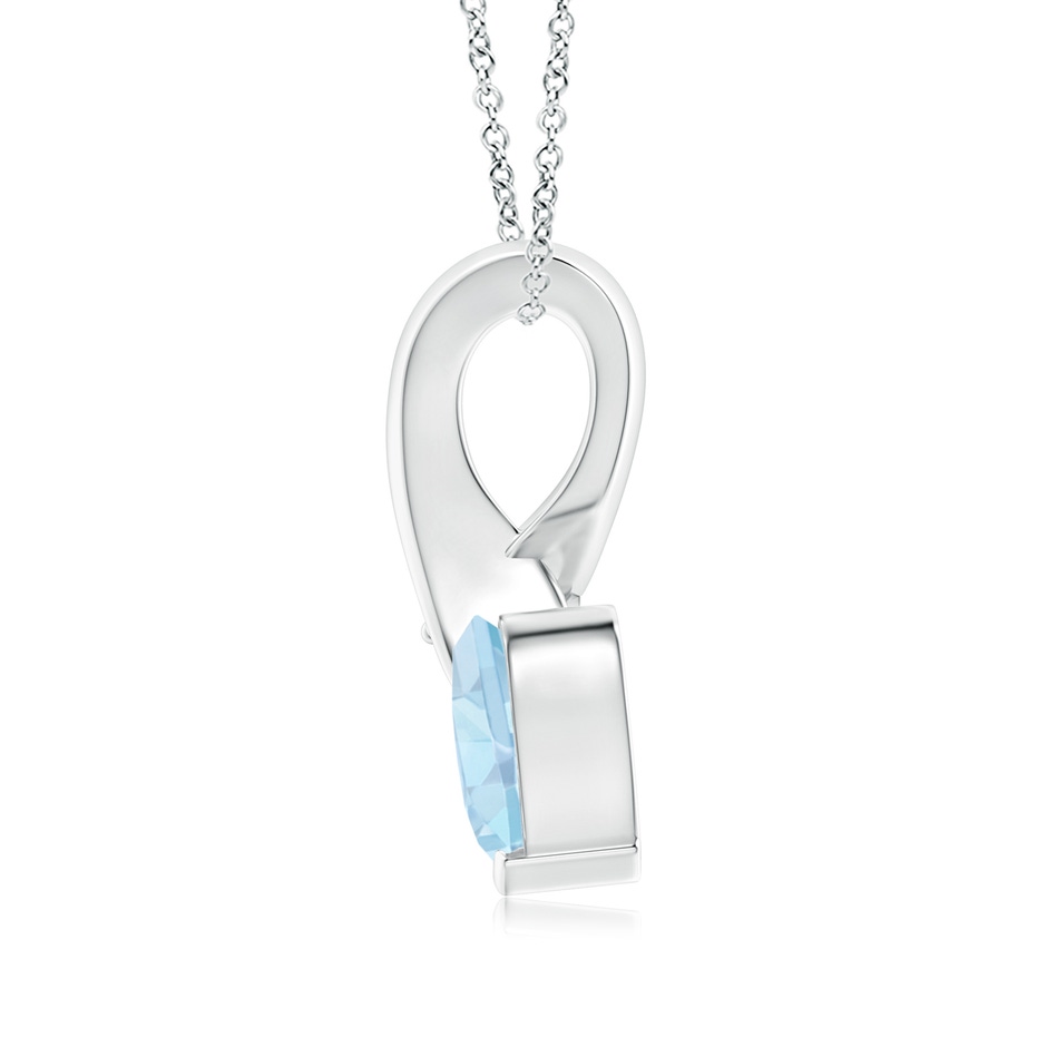 6mm AA Heart-Shaped Aquamarine Ribbon Pendant with Diamond in White Gold side 199
