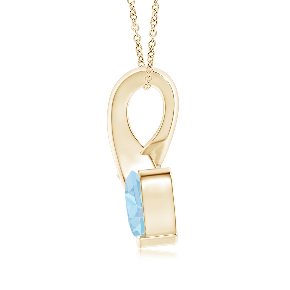 6mm AAA Heart-Shaped Aquamarine Ribbon Pendant with Diamond in 18K Yellow Gold side 199