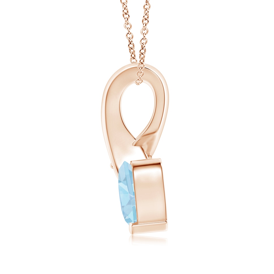 6mm AAA Heart-Shaped Aquamarine Ribbon Pendant with Diamond in Rose Gold side 199