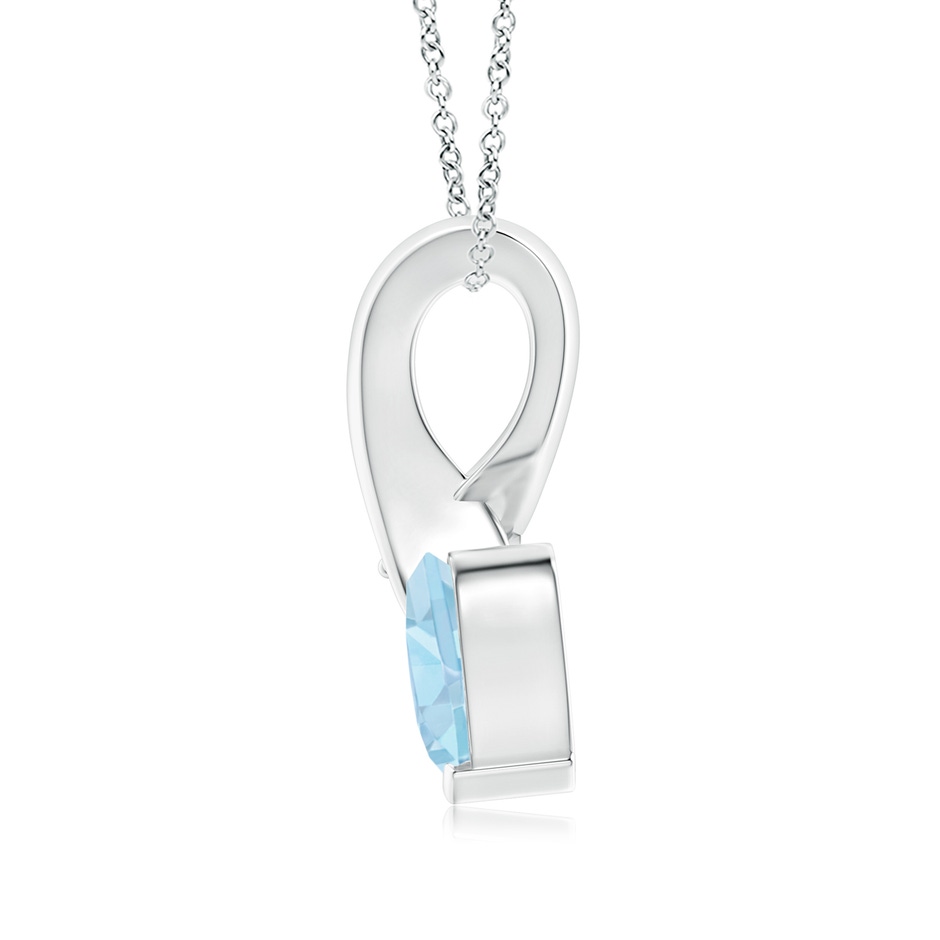 6mm AAA Heart-Shaped Aquamarine Ribbon Pendant with Diamond in White Gold side 199
