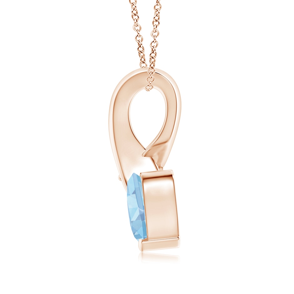 6mm AAAA Heart-Shaped Aquamarine Ribbon Pendant with Diamond in 18K Rose Gold side 199