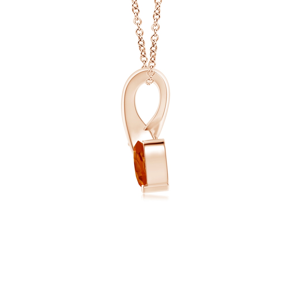 4mm AAAA Heart-Shaped Citrine Ribbon Pendant with Diamond in Rose Gold - side 199