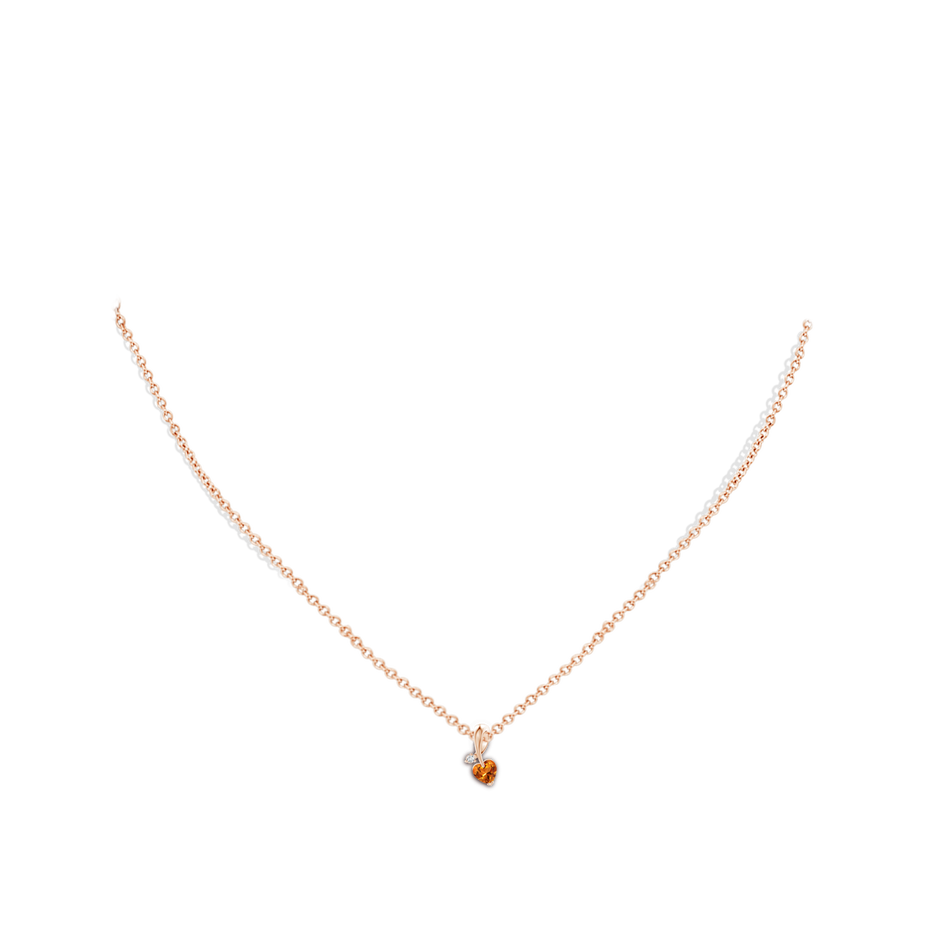 4mm AAAA Heart-Shaped Citrine Ribbon Pendant with Diamond in Rose Gold pen