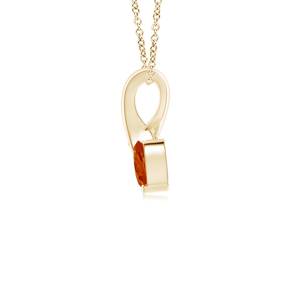 4mm AAAA Heart-Shaped Citrine Ribbon Pendant with Diamond in Yellow Gold side 199