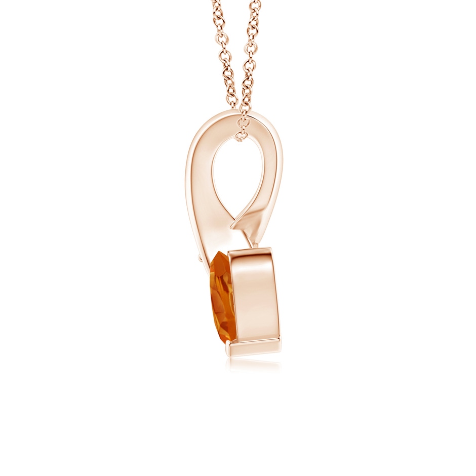 5mm AAA Heart-Shaped Citrine Ribbon Pendant with Diamond in 18K Rose Gold side 199