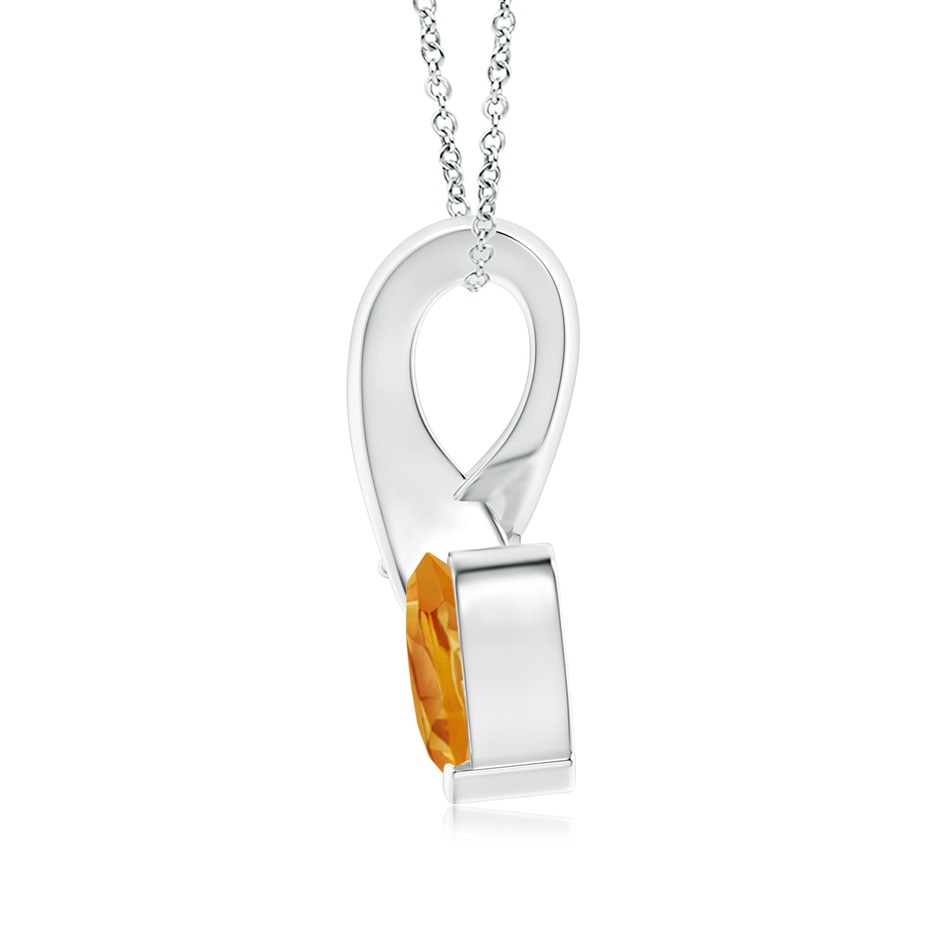 6mm A Heart-Shaped Citrine Ribbon Pendant with Diamond in P950 Platinum side 199