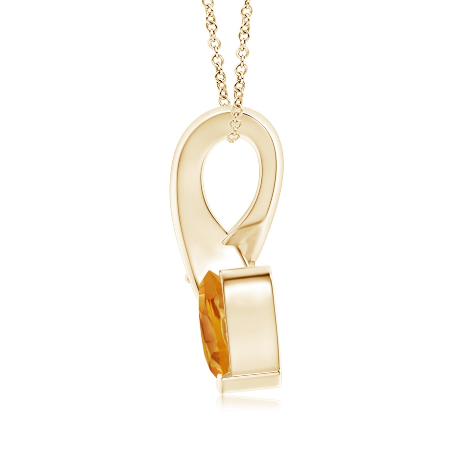 6mm A Heart-Shaped Citrine Ribbon Pendant with Diamond in Yellow Gold side 199