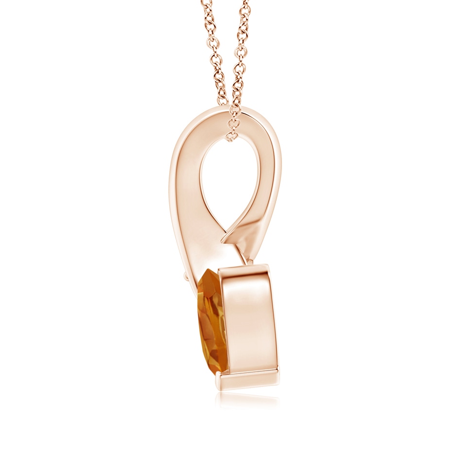 6mm AA Heart-Shaped Citrine Ribbon Pendant with Diamond in Rose Gold side 199