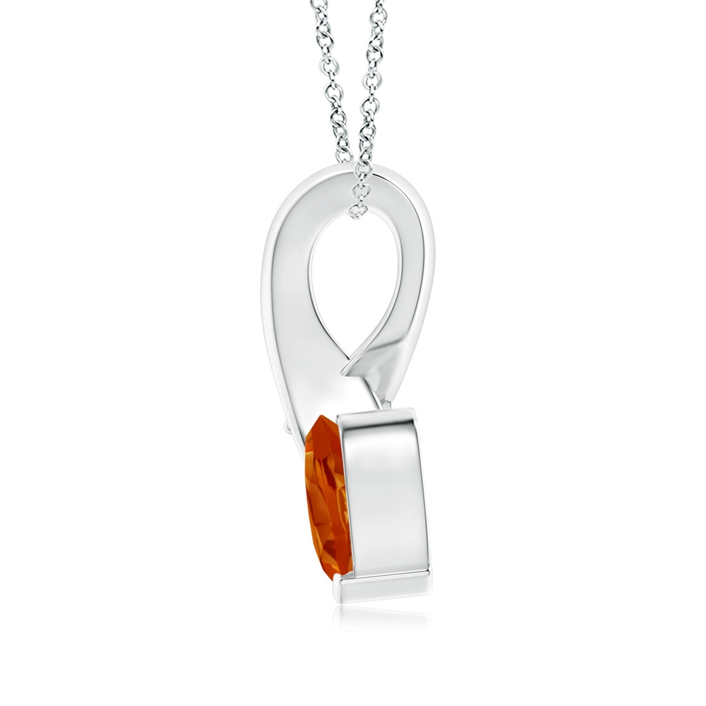6mm AAAA Heart-Shaped Citrine Ribbon Pendant with Diamond in White Gold Back