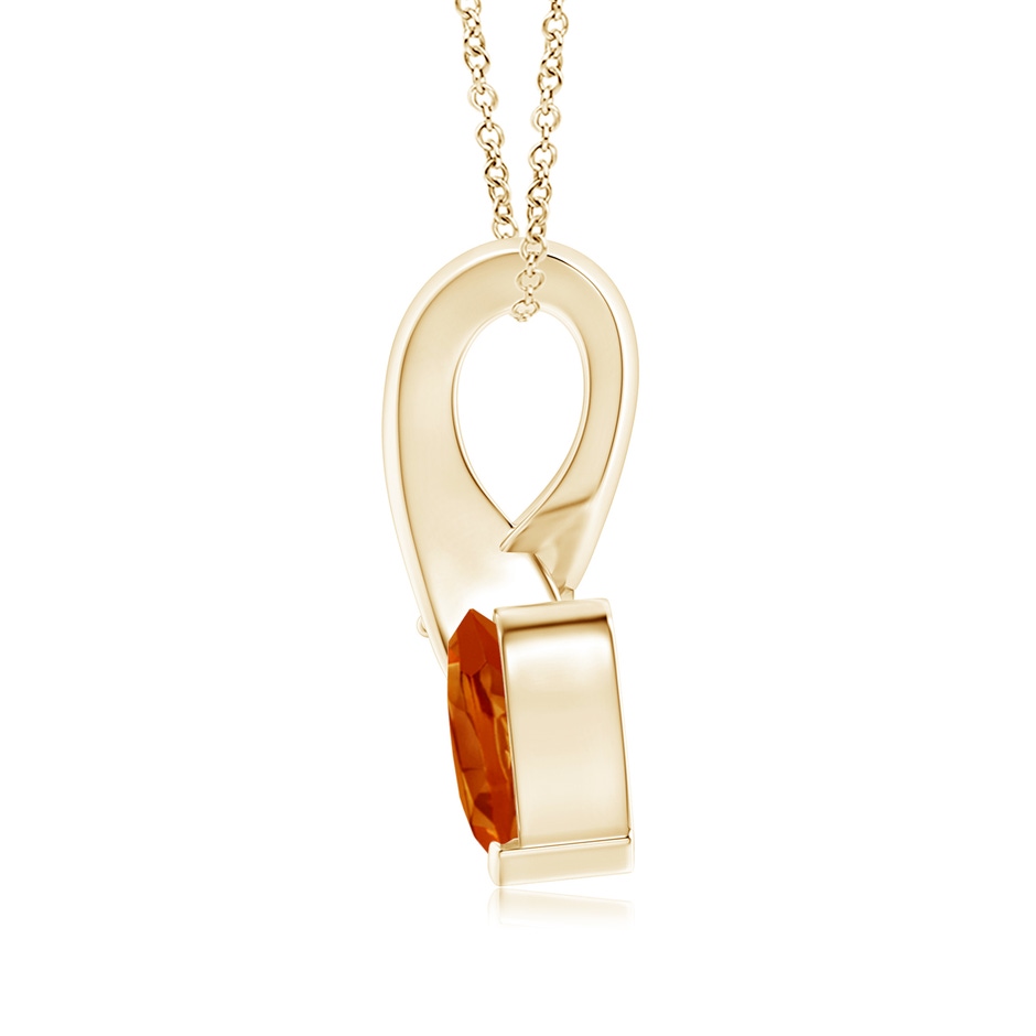 6mm AAAA Heart-Shaped Citrine Ribbon Pendant with Diamond in Yellow Gold back