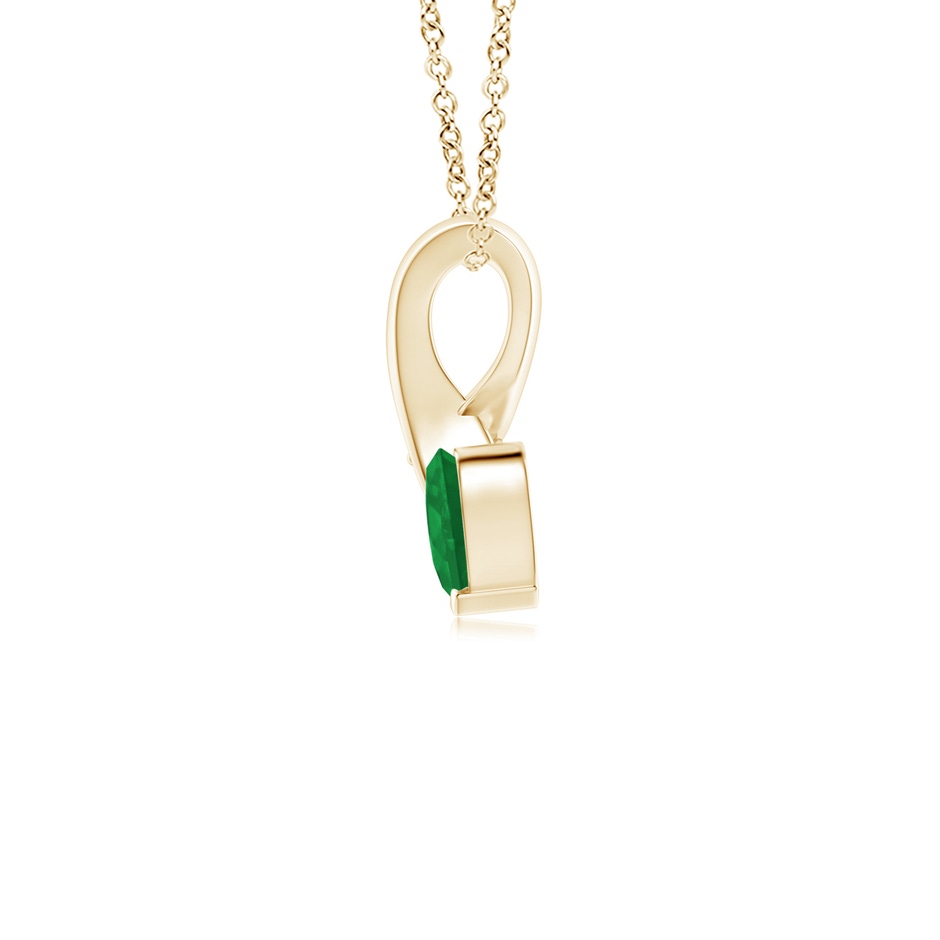 4mm A Heart-Shaped Emerald Ribbon Pendant with Diamond in Yellow Gold side 199