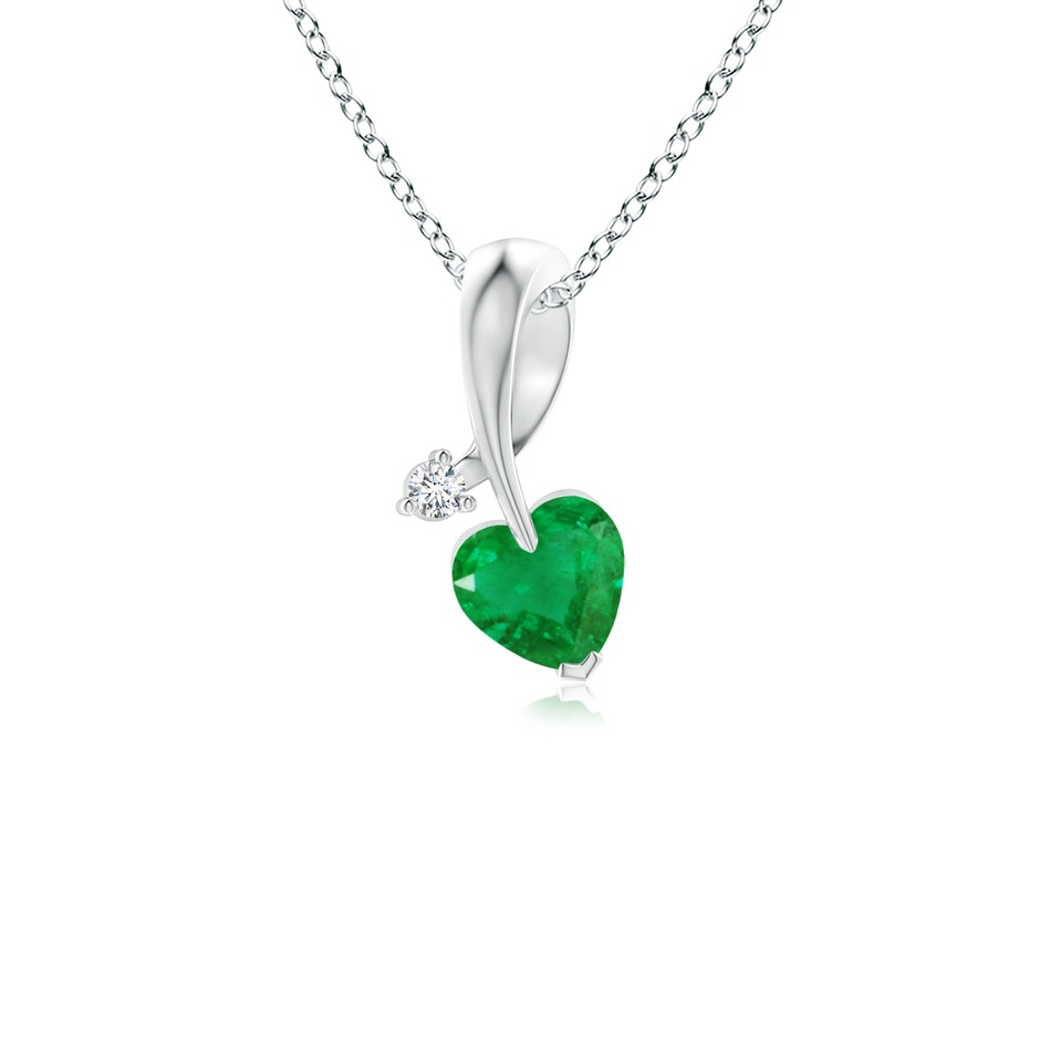4mm AA Heart-Shaped Emerald Ribbon Pendant with Diamond in P950 Platinum 