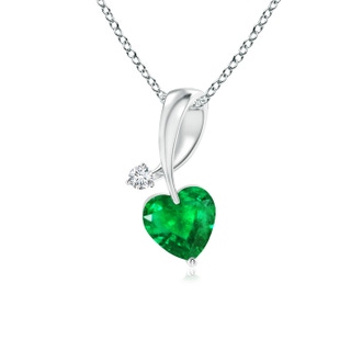 4mm AAA Heart-Shaped Emerald Ribbon Pendant with Diamond in P950 Platinum