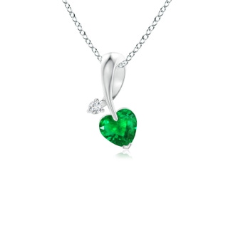 4mm AAA Heart-Shaped Emerald Ribbon Pendant with Diamond in P950 Platinum