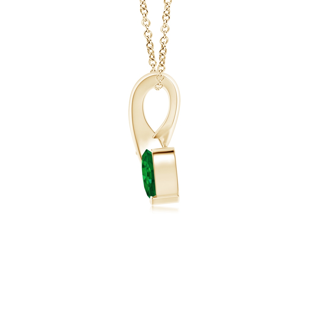 4mm AAAA Heart-Shaped Emerald Ribbon Pendant with Diamond in Yellow Gold - side 199