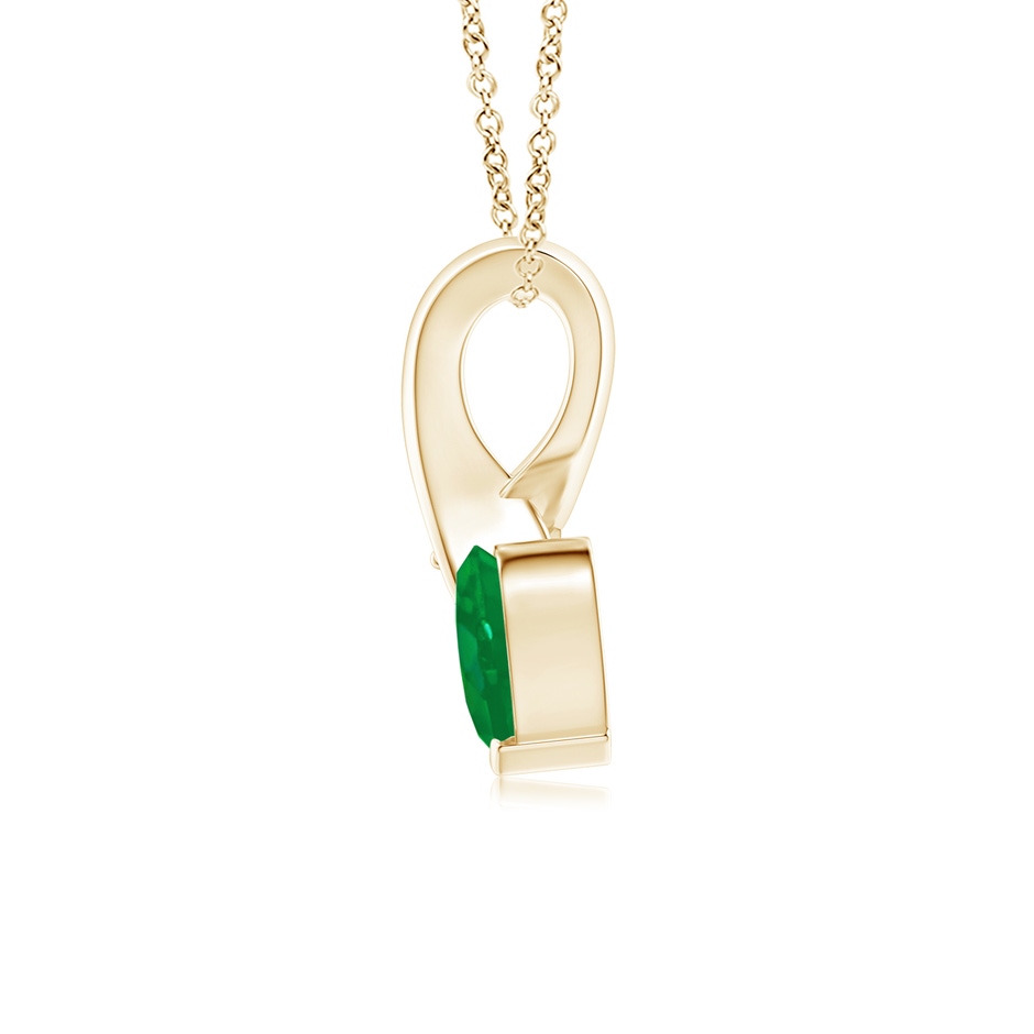 5mm AA Heart-Shaped Emerald Ribbon Pendant with Diamond in Yellow Gold side 199