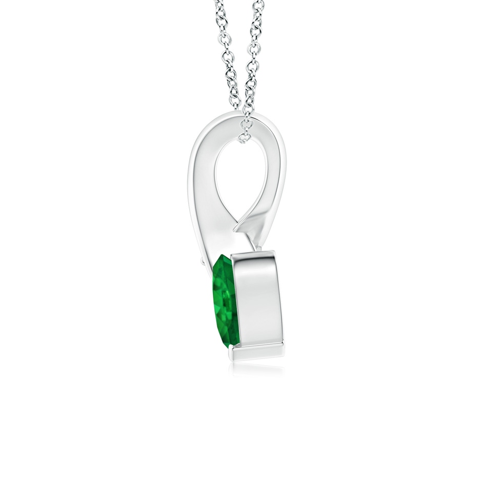 5mm AAA Heart-Shaped Emerald Ribbon Pendant with Diamond in White Gold side 199
