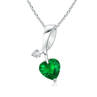 5mm AAAA Heart-Shaped Emerald Ribbon Pendant with Diamond in P950 Platinum