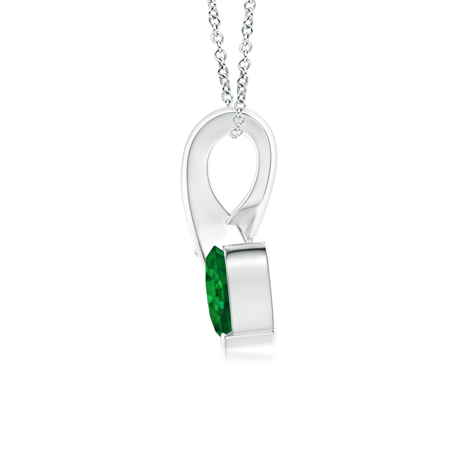 5mm AAAA Heart-Shaped Emerald Ribbon Pendant with Diamond in White Gold side 199