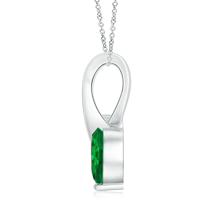 6mm AAA Heart-Shaped Emerald Ribbon Pendant with Diamond in White Gold Back
