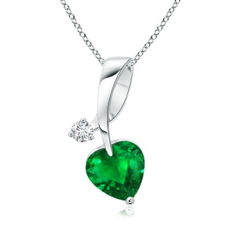 6mm AAAA Heart-Shaped Emerald Ribbon Pendant with Diamond in P950 Platinum