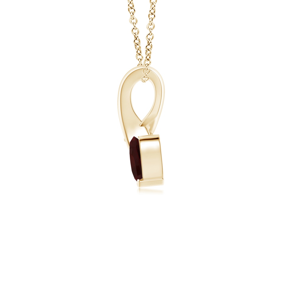 4mm A Heart-Shaped Garnet Ribbon Pendant with Diamond in 10K Yellow Gold side 199