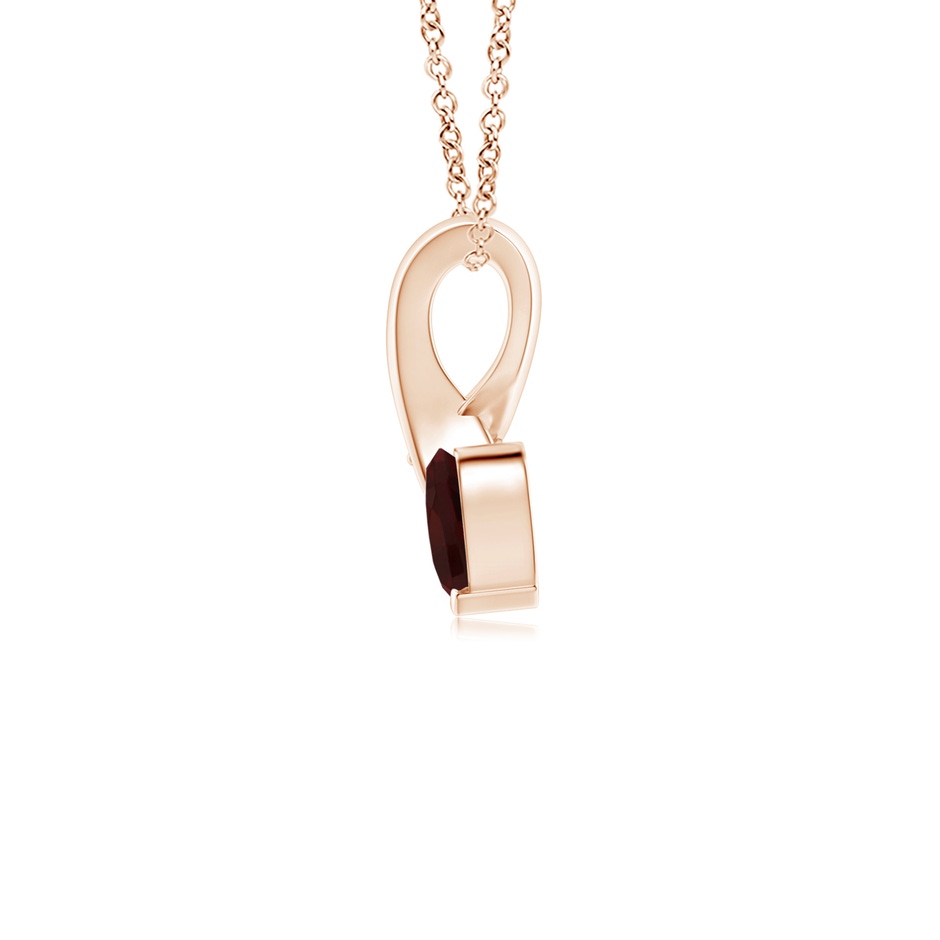 4mm A Heart-Shaped Garnet Ribbon Pendant with Diamond in 18K Rose Gold side 199