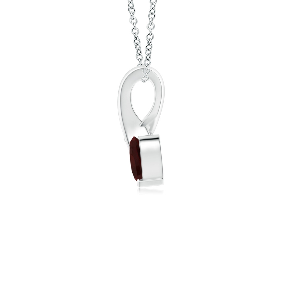 4mm A Heart-Shaped Garnet Ribbon Pendant with Diamond in 9K White Gold side 199
