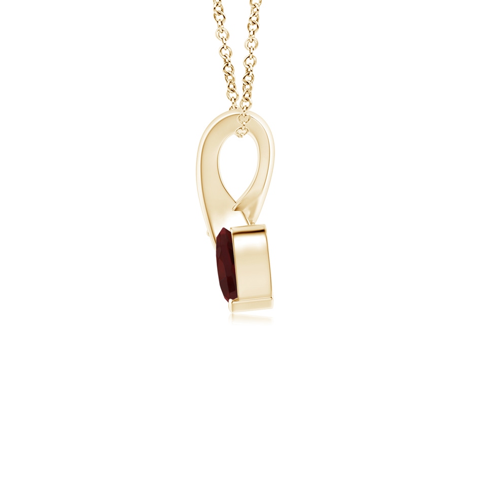4mm AA Heart-Shaped Garnet Ribbon Pendant with Diamond in 9K Yellow Gold side 199