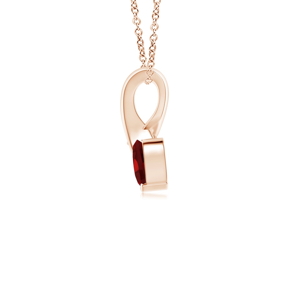 4mm AAAA Heart-Shaped Garnet Ribbon Pendant with Diamond in Rose Gold side 199